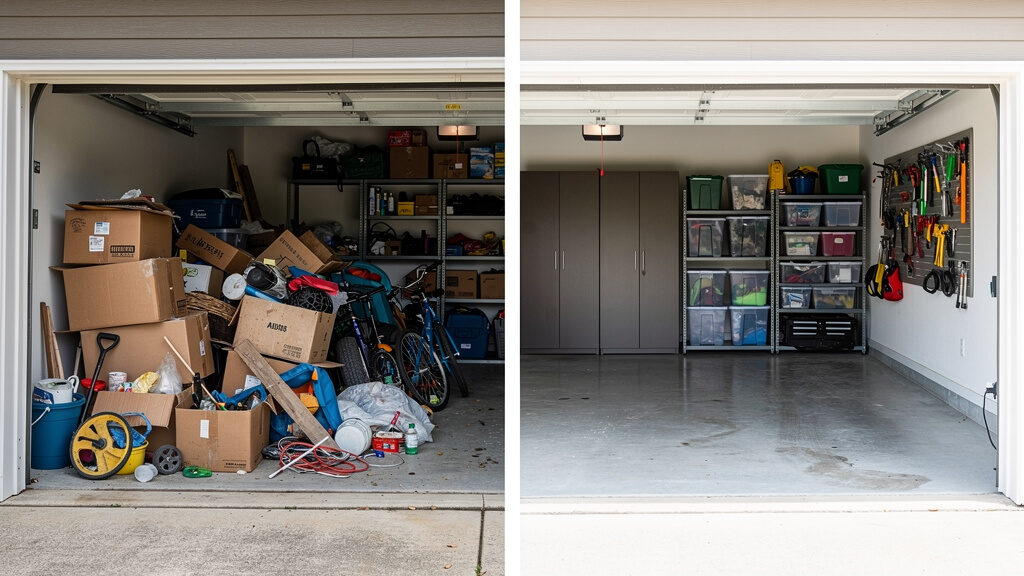 Garage cleanout before and after in Greeley, CO
