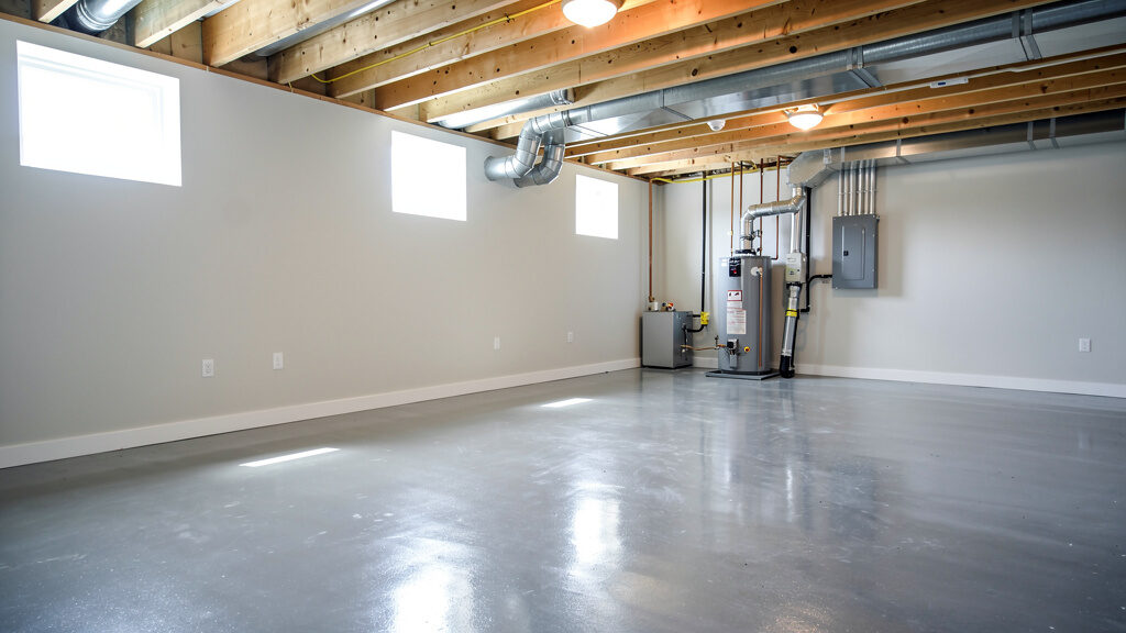 Clean, empty basement after Father&rsquo;s Legacy completes the work