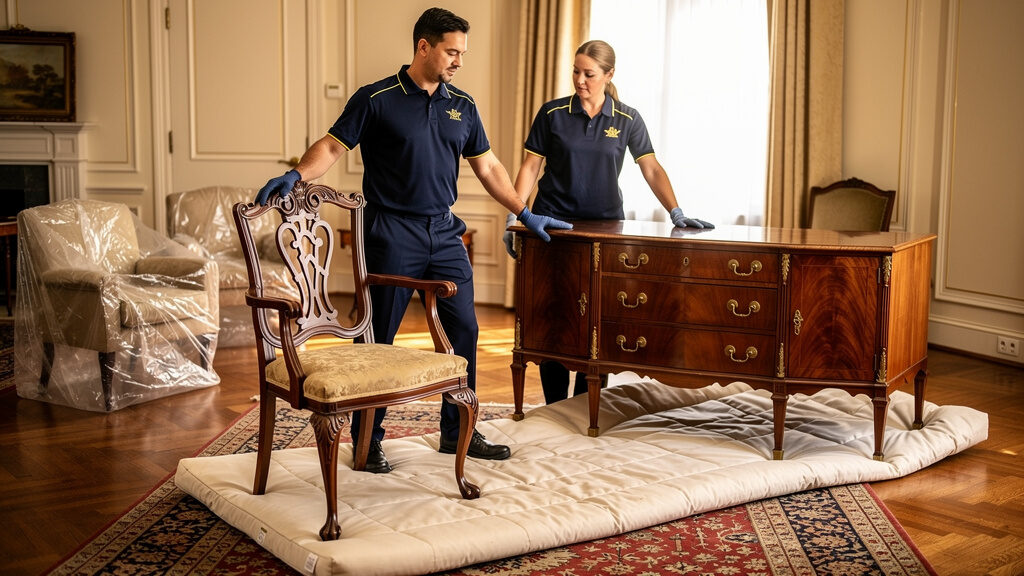 Father&rsquo;s Legacy crew carefully sorting estate items in a home