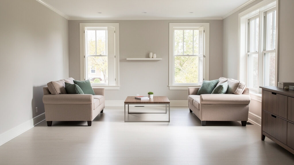 Clean, restored room after hoarding cleanup is complete