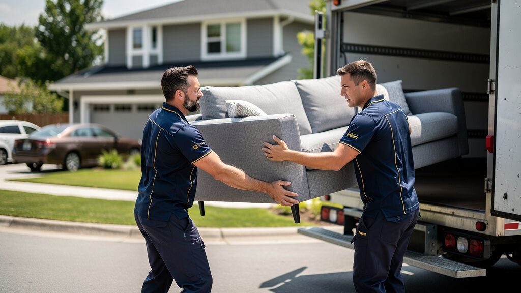 A Father&rsquo;s Legacy team member carrying furniture during a house cleanout