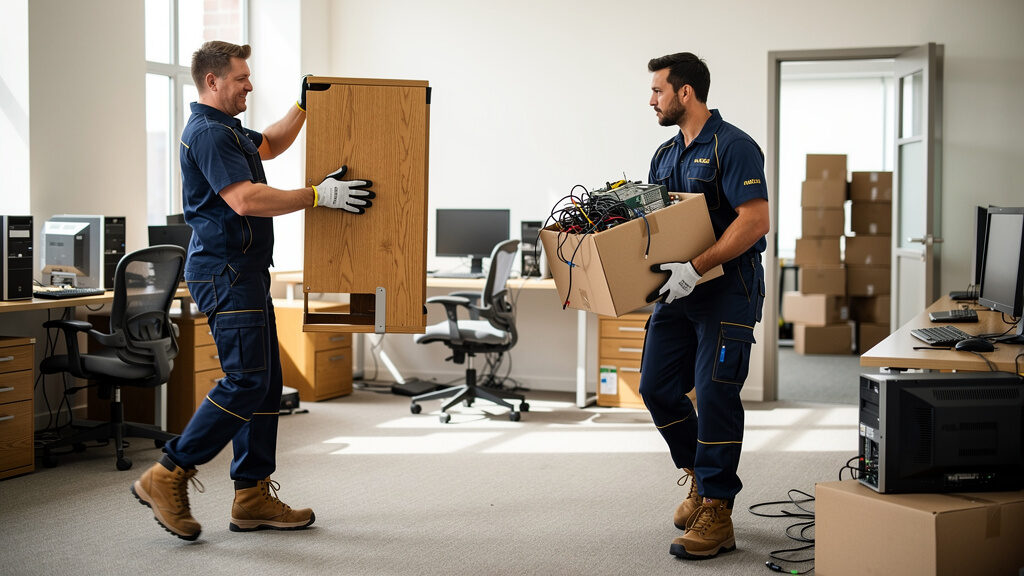 Professional office junk removal service in Greeley hauling filing cabinets