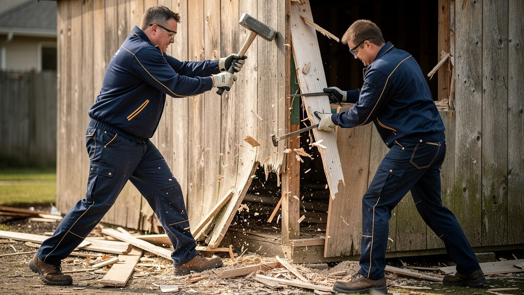 Shed demolition and structural removal