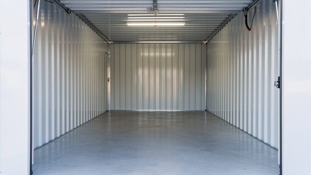 Empty, clean storage unit after Father’s Legacy completes the cleanout
